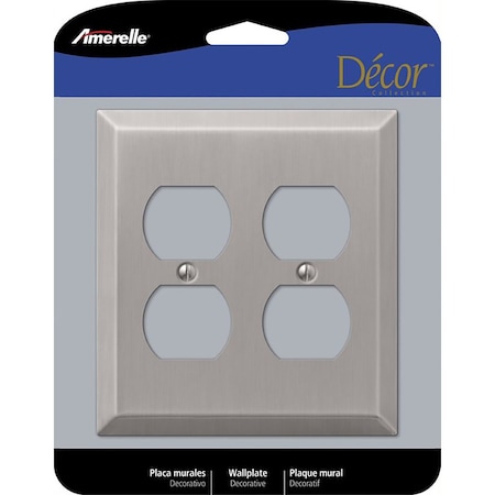 Amerelle Wall Plate, Number of Gangs: 2-Gang Stamped Steel, Brushed Nickel Finish, Gray 163DDBN